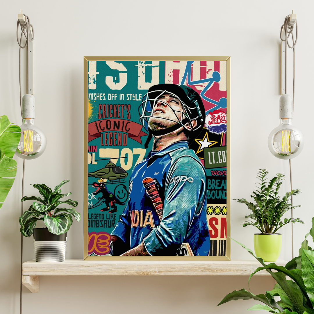 Cricket Icon Reimagined – Street Art Tribute Framed Poster