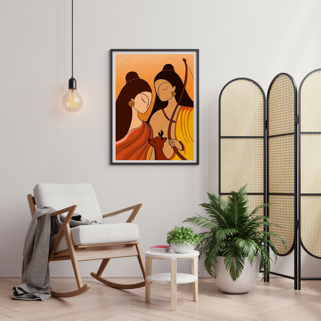 Sacred Togetherness – Ram Sita Minimalist Devotional Wall Poster | Chilekotha