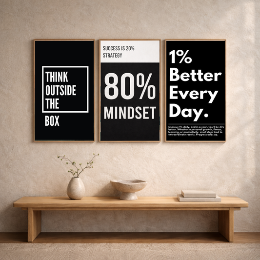 Think Bigger – Motivation Quotes Framed Poster Set (3-Piece Combo)