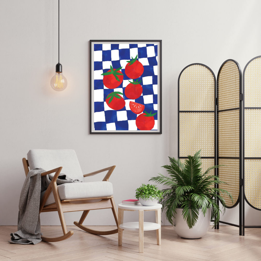 Tomato Check – Modern Kitchen Art Framed Poster | Chilekotha