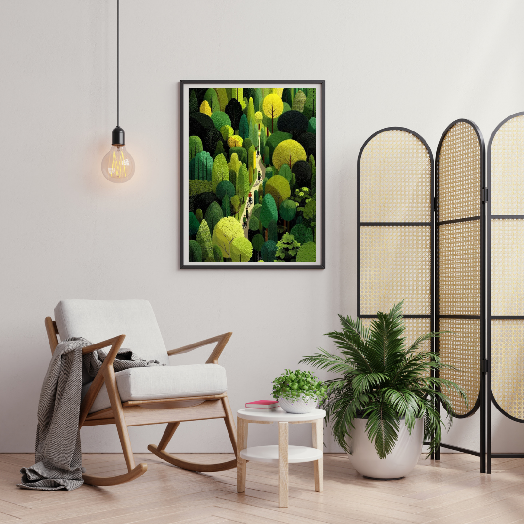 Verdant Passage Wall Poster | Lush Forest Journey Art Print by Chilekotha