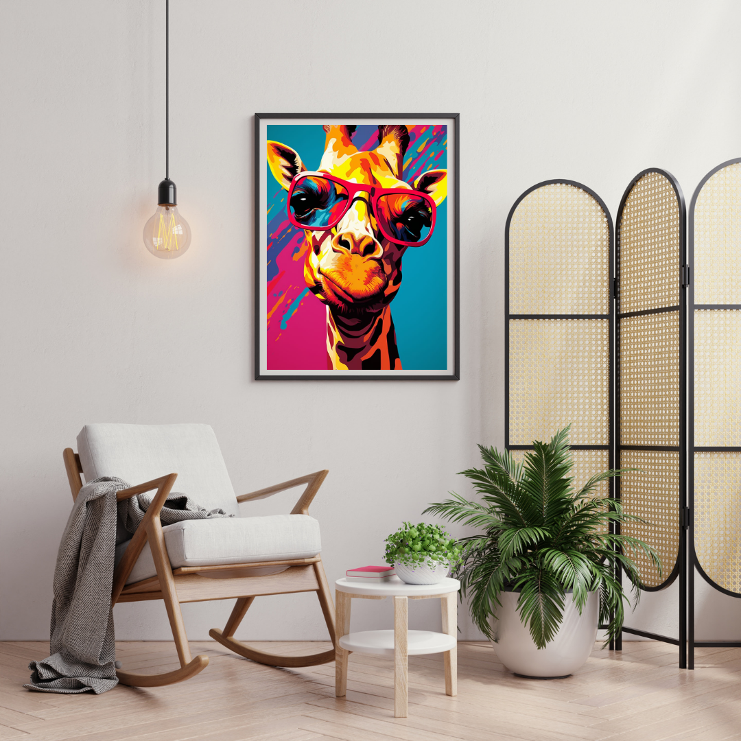 Cool Giraffe Pop Art Wall Poster – Bold Animal Art for Modern Spaces | Chilekotha