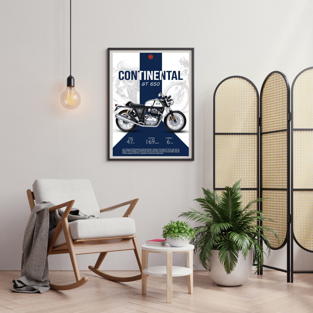Royal Enfield Continental GT 650 Classic Café Racer Wall Poster | Vintage Performance Art by Chilekotha