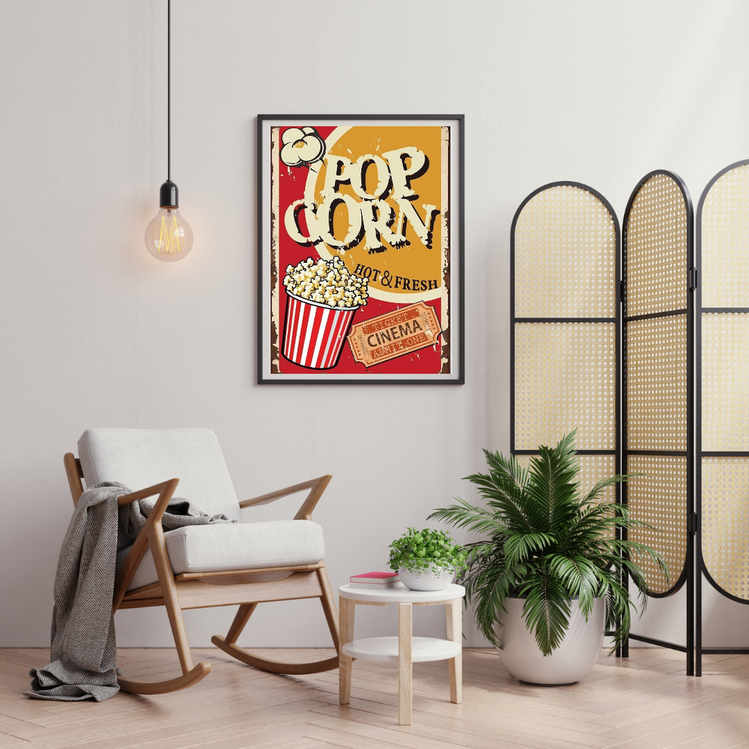 Popcorn Nights – Retro Cinema Wall Poster