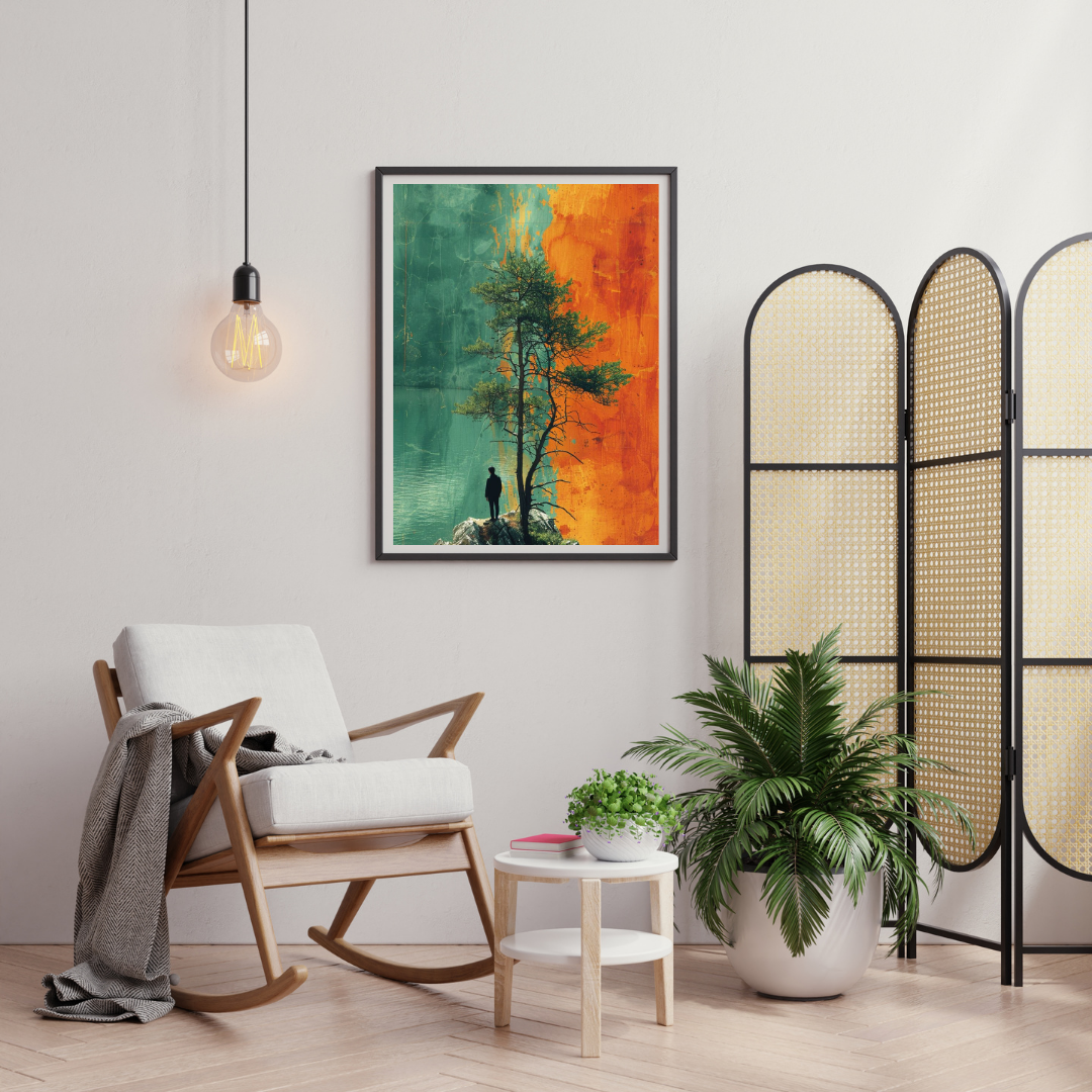 Between Silence & Fire – Contemporary Nature Art Framed Poster | Chilekotha