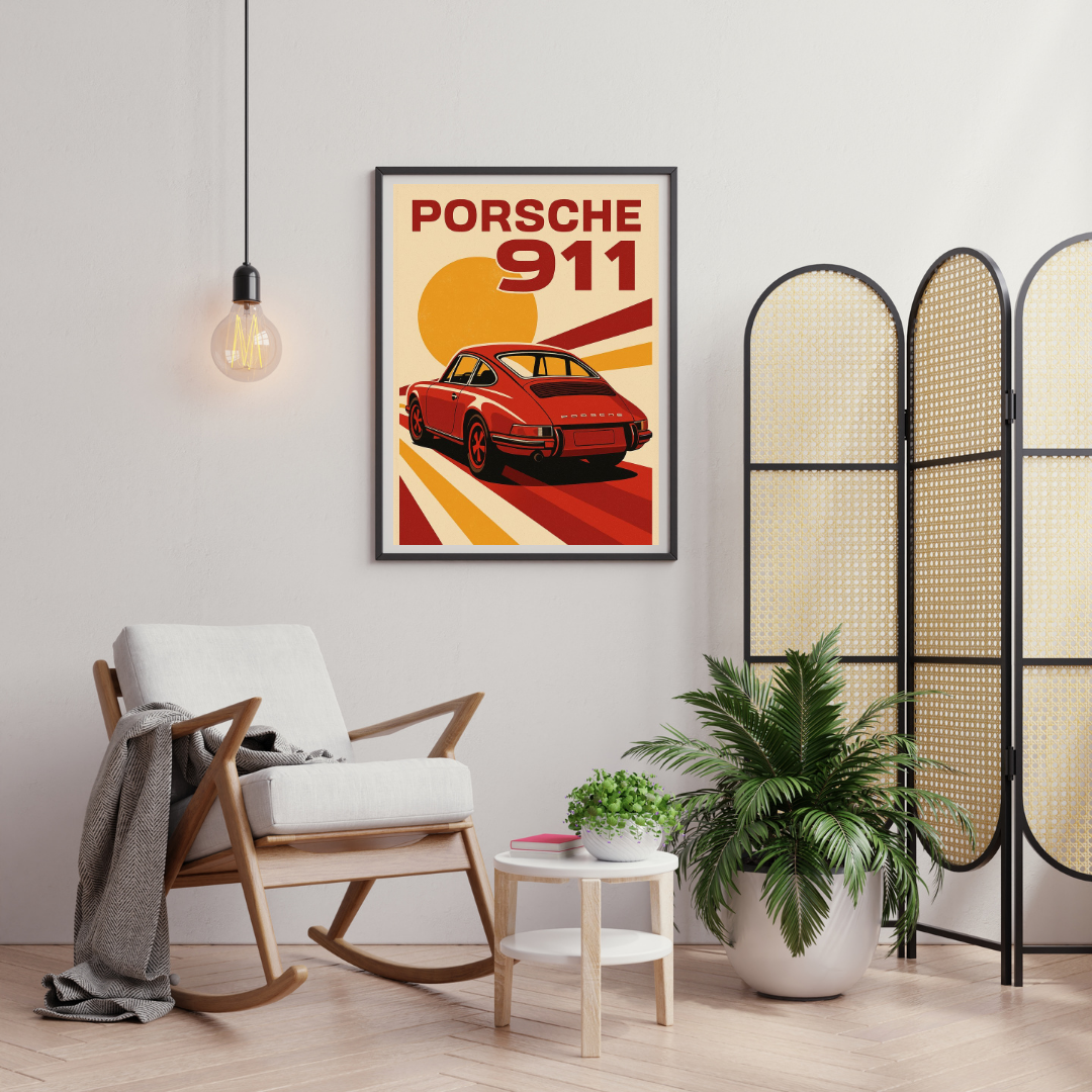 Retro 911 Speed Icon – Classic Sports Car Inspired Wall Poster | Chilekotha