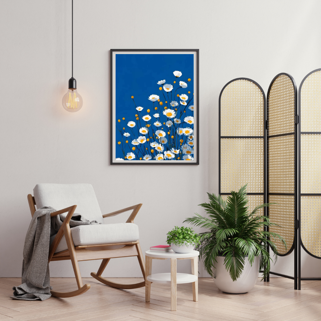 Blue Daisy Bloom – Floral Framed Poster | Chilekotha