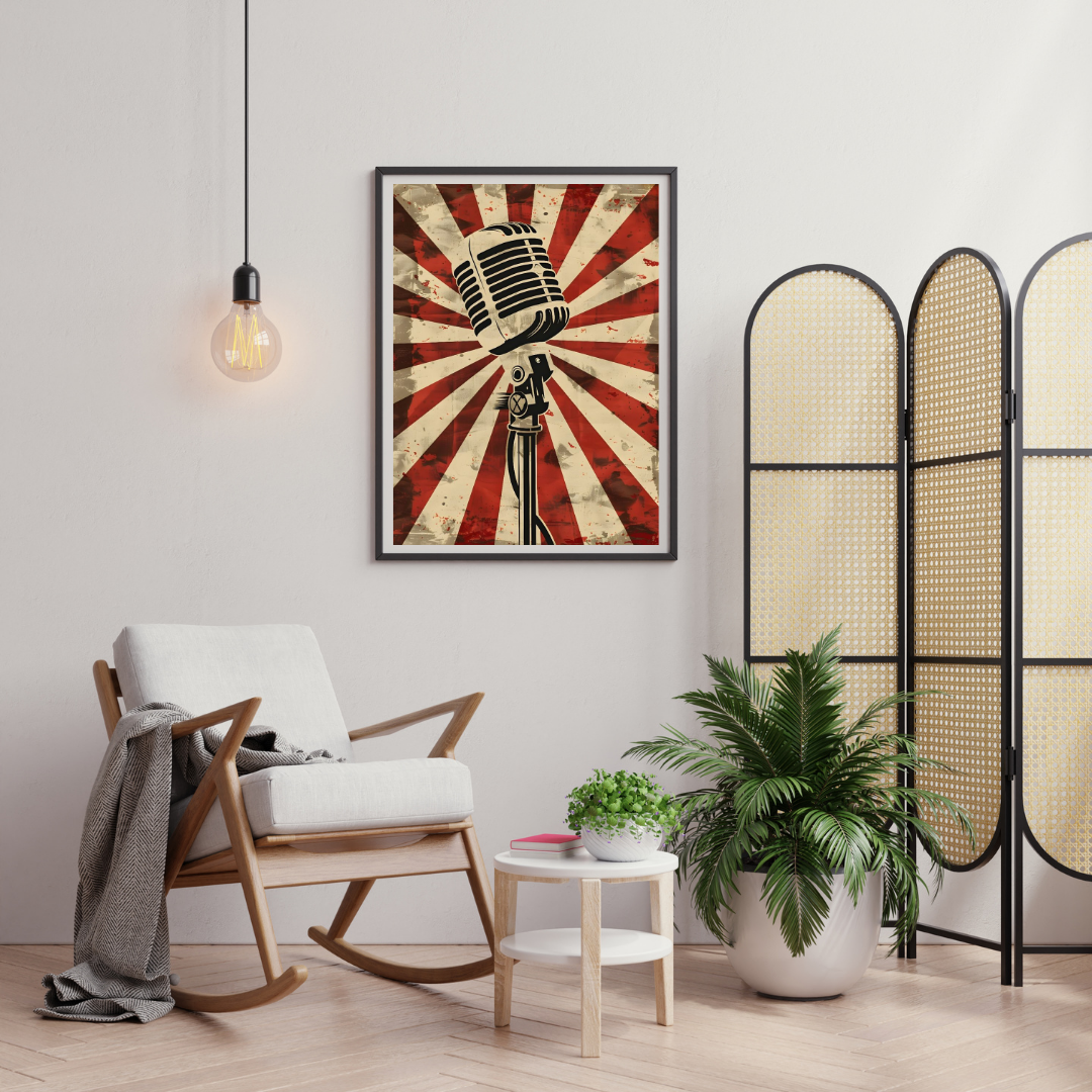 Voice of Vintage – Retro Microphone Art Wall Poster | Chilekotha