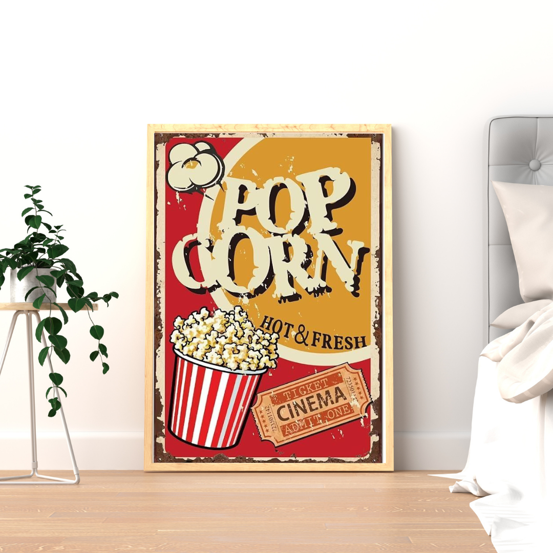 Popcorn Nights – Retro Cinema Wall Poster