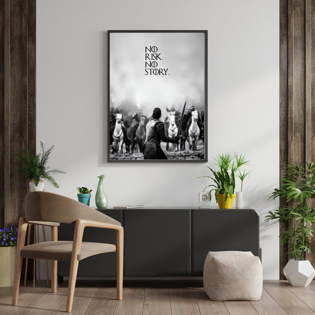 No Risk. No Story. – Courage & Leadership Framed Poster GOT