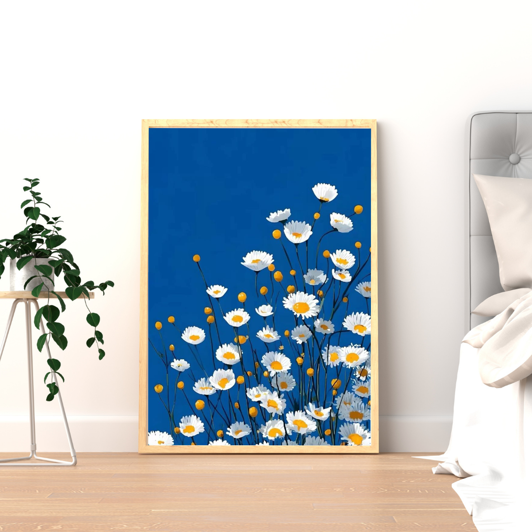 Blue Daisy Bloom – Floral Framed Poster | Chilekotha