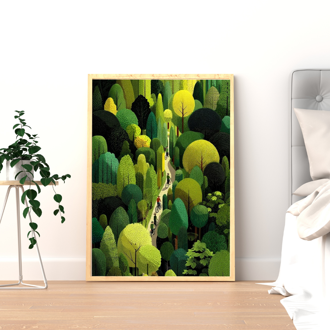 Verdant Passage Wall Poster | Lush Forest Journey Art Print by Chilekotha