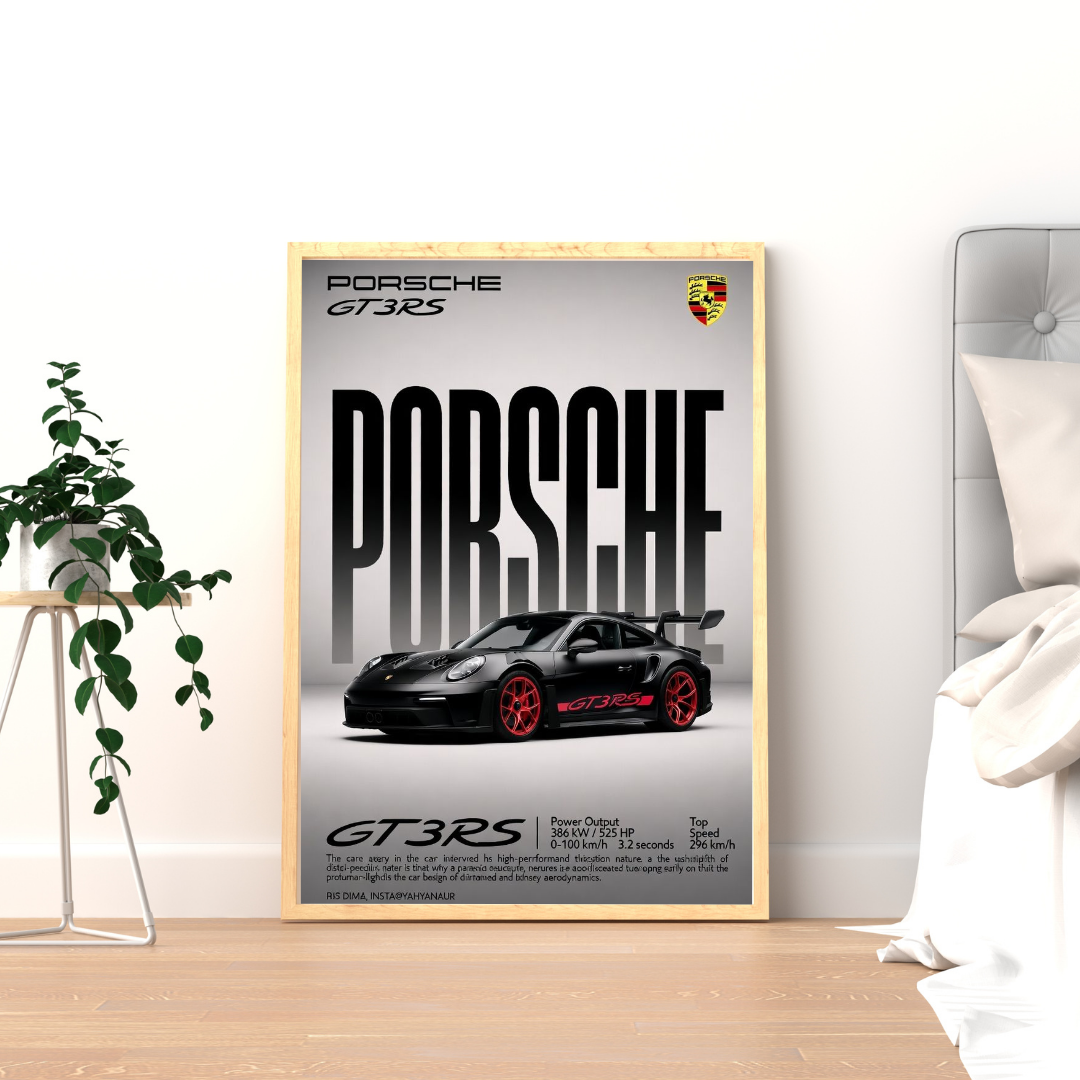 Porsche GT3 RS Performance Wall Poster | Iconic Supercar Art Print by Chilekotha