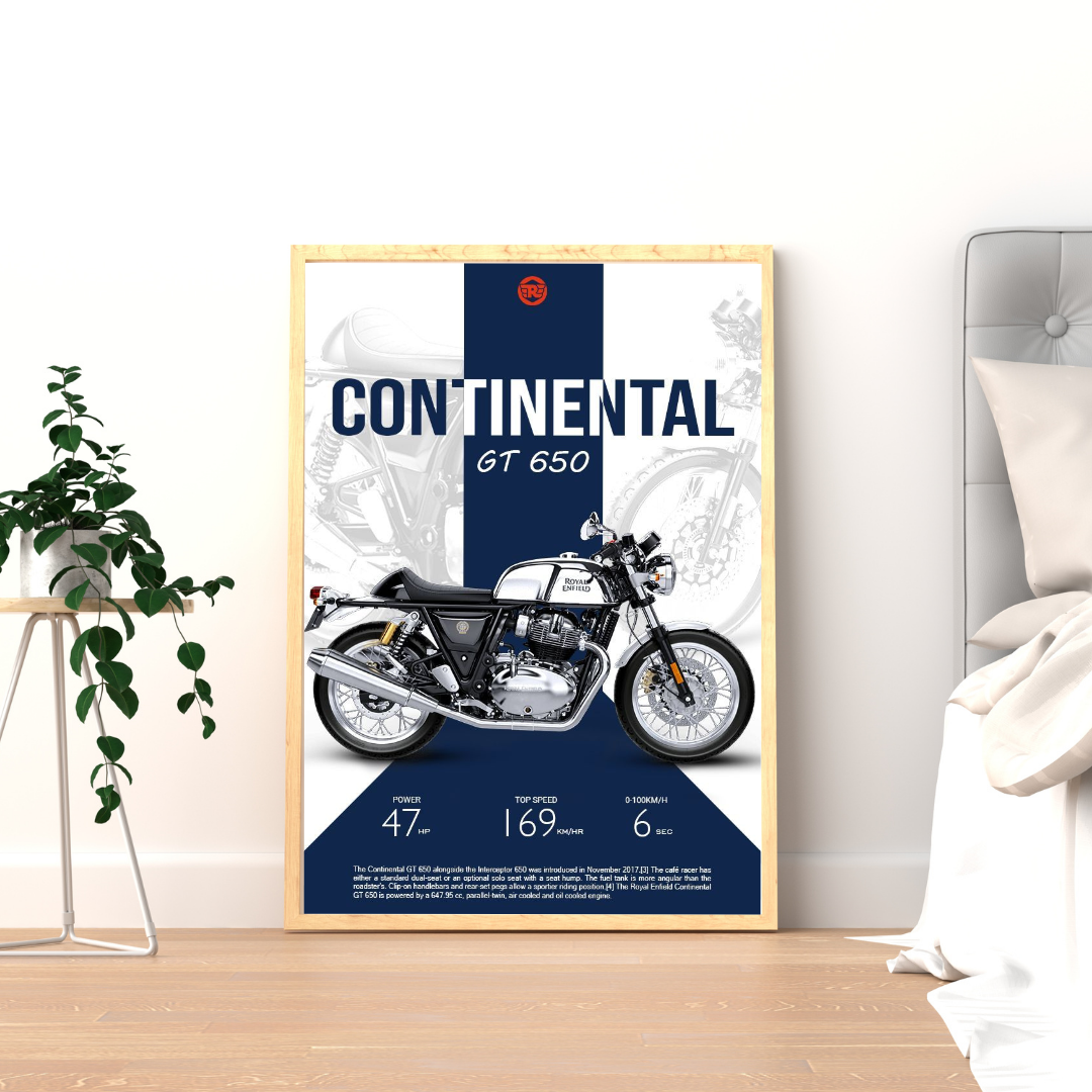Royal Enfield Continental GT 650 Classic Café Racer Wall Poster | Vintage Performance Art by Chilekotha