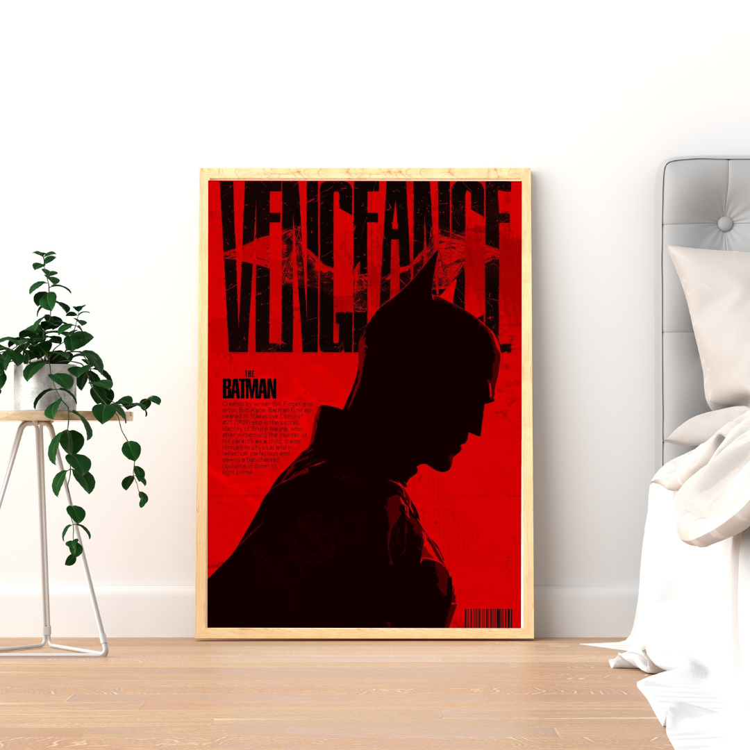 Vengeance Rises – Dark Vigilante Silhouette Wall Poster