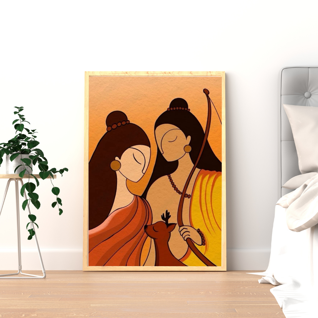 Sacred Togetherness – Ram Sita Minimalist Devotional Wall Poster | Chilekotha