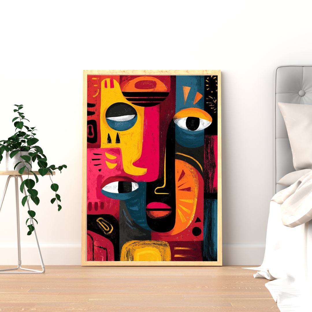 Fragments of Identity Wall Poster – Bold Abstract Face Art in Vibrant Colors | Chilekotha