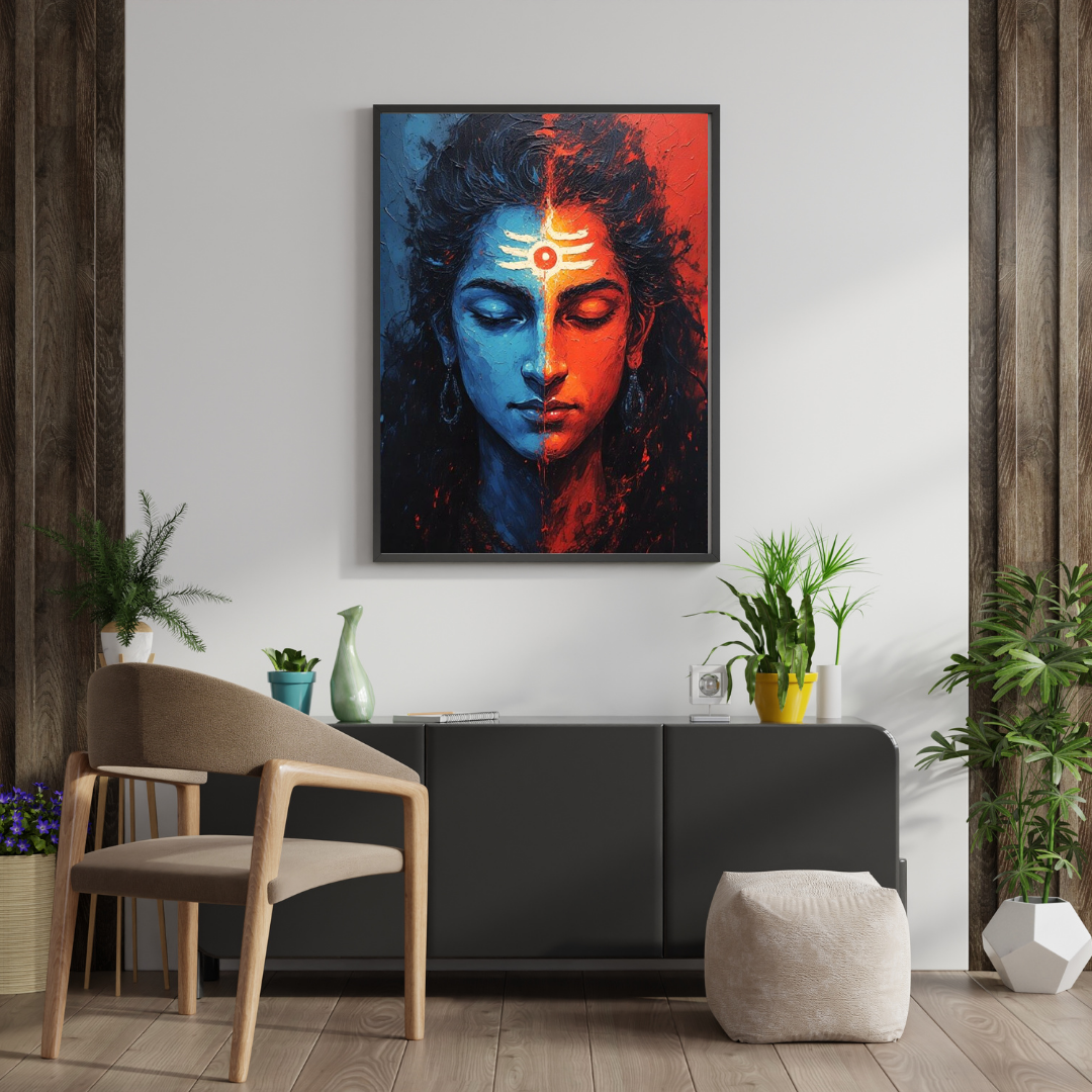 Ardhanarishvara Within – Divine Balance Art Framed Poster