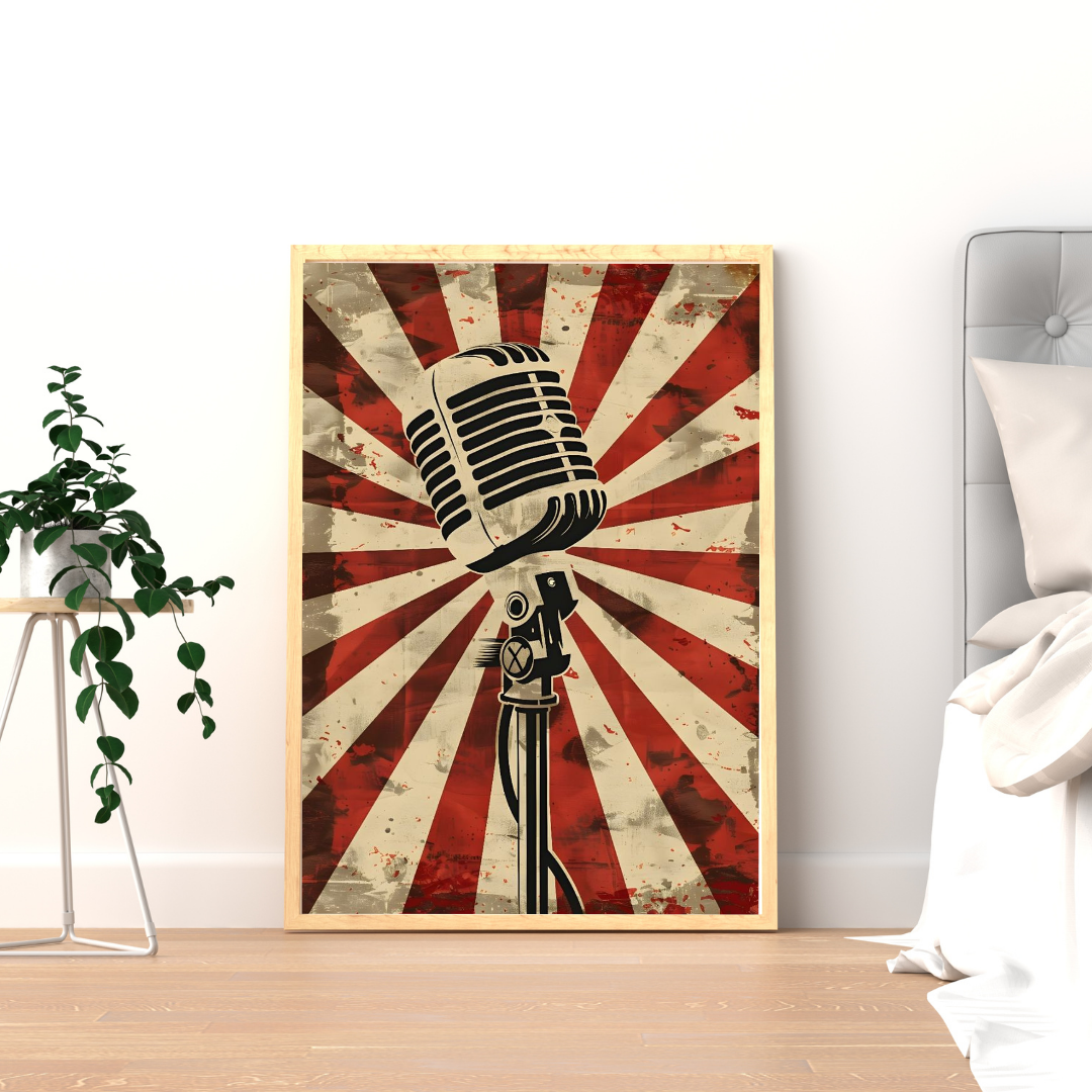 Voice of Vintage – Retro Microphone Art Wall Poster | Chilekotha