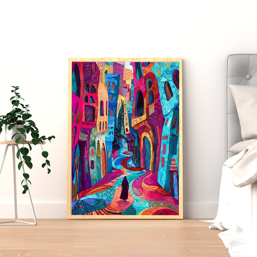 Chromatic Alley – Abstract Cityscape Framed Wall Poster | Chilekotha