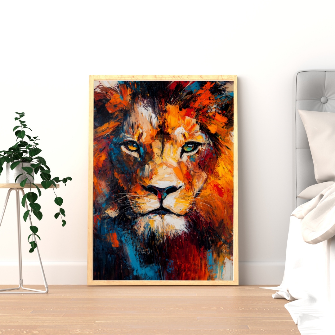 Majestic Lion – Abstract Expression Framed Wall Poster | Chilekotha
