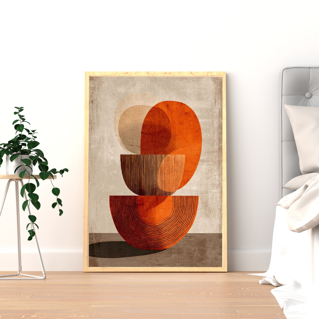 Terracotta Balance Abstract Wall Poster – Modern Geometric Minimal Art | Chilekotha