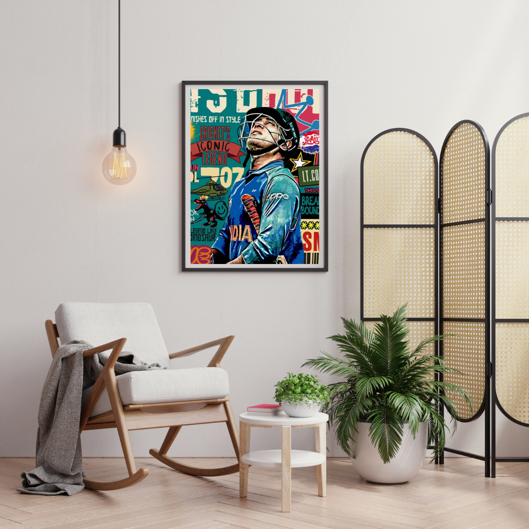 Cricket Icon Reimagined – Street Art Tribute Framed Poster
