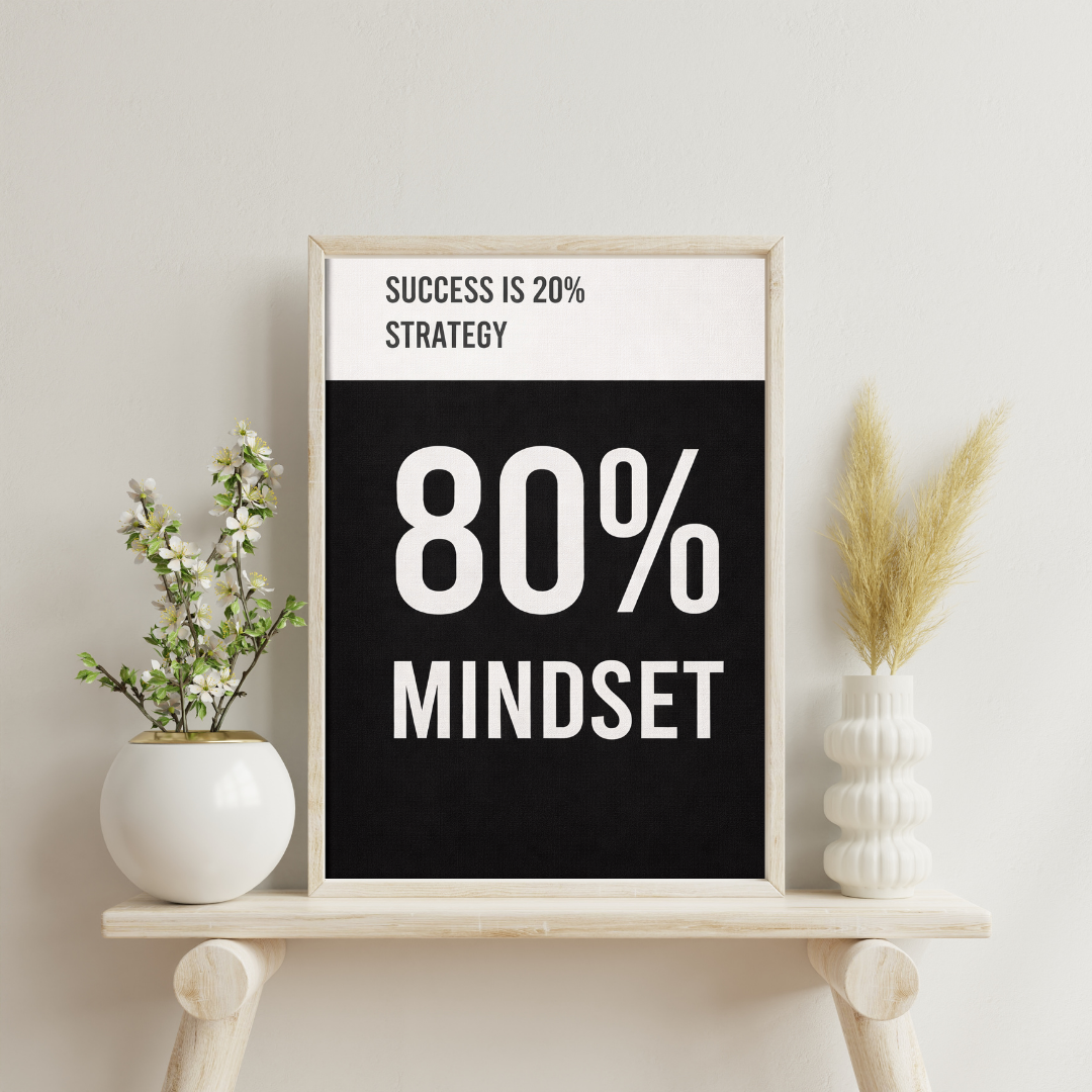 80% Mindset – Bold Success Quote Framed Poster